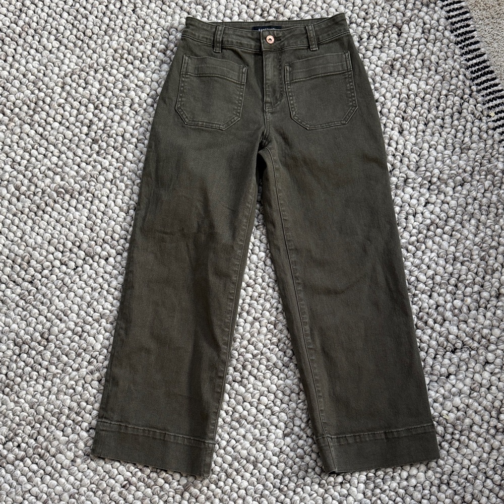 Sanctuary the Marine Crop Wide Leg Jeans in Dark Olive